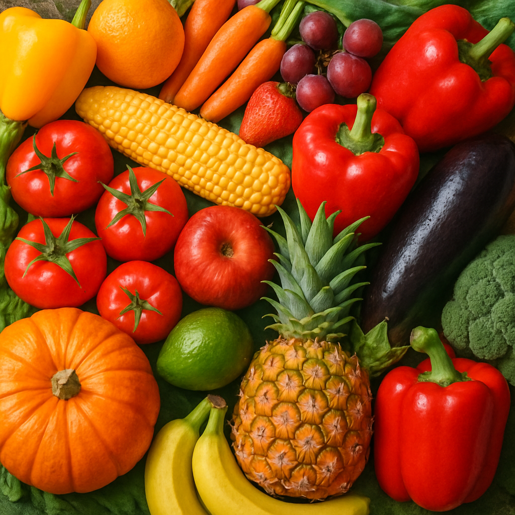 A vibrant assortment of fresh fruits and vegetables