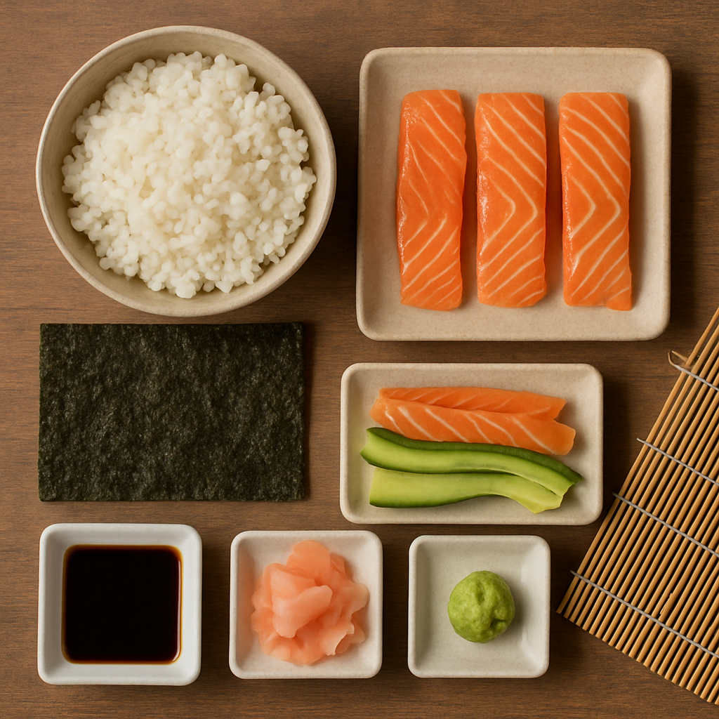 Sushi ingredients display