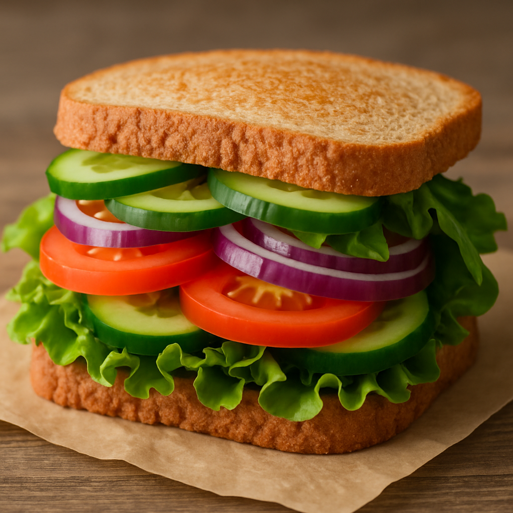 Delicious sandwich with fresh vegetables