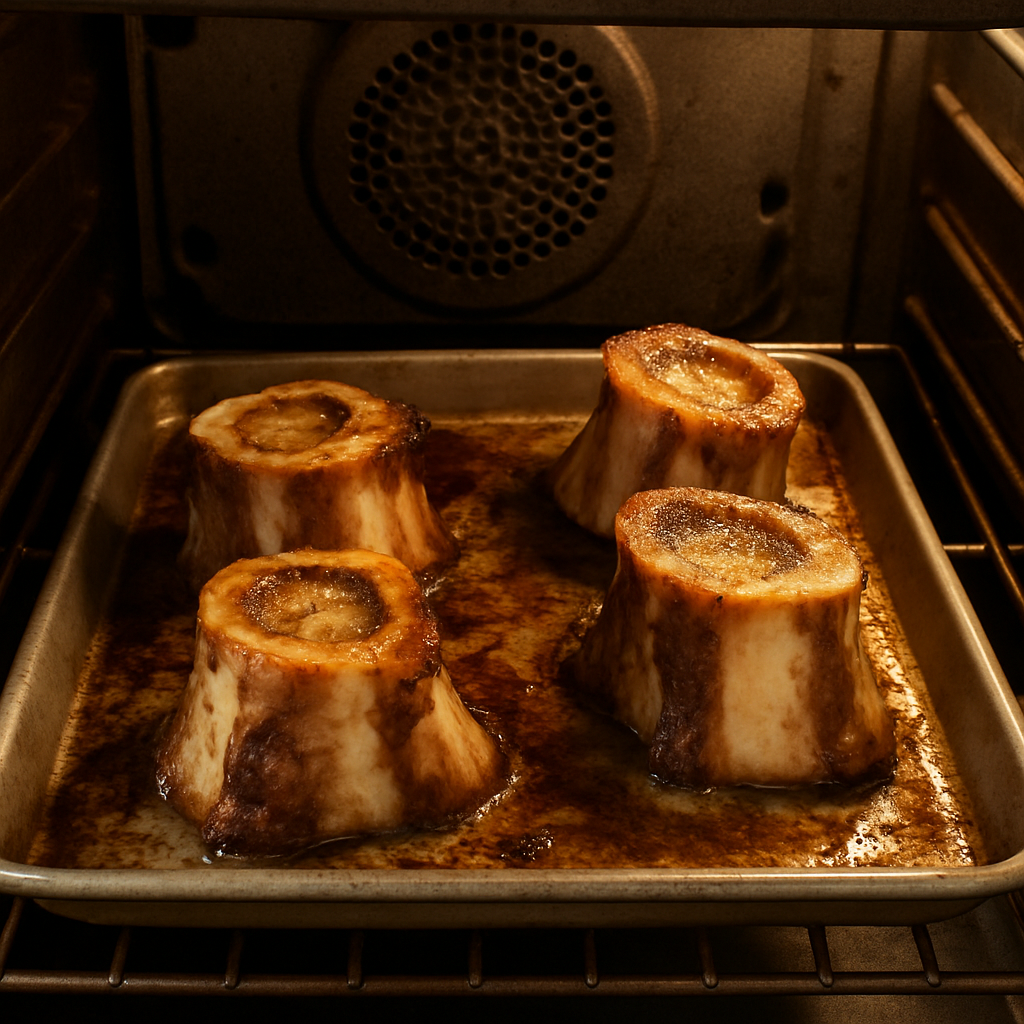 Roasting bones in an oven