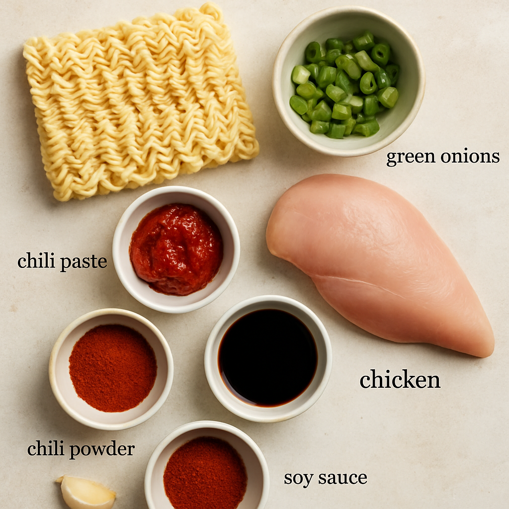 Ingredients for Spicy Chicken Ramen